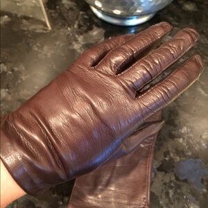 Brown leather gloves